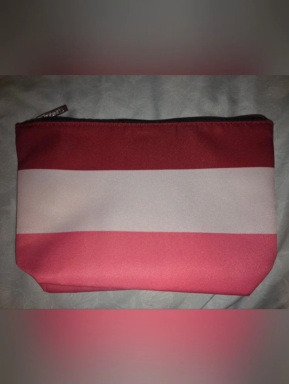 CliniquexKate Spade Pink And Red Stripe 'Hello, Gorgeous' Cosmetic Pouch